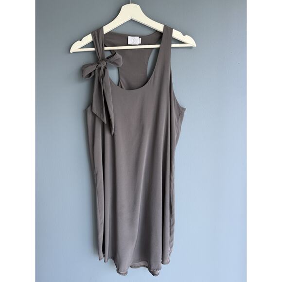 Anthropologie Dresses & Skirts - Anthropologie T.LA Gray Silk Blend Tie Shoulder Dress Minimalist Chic Size S